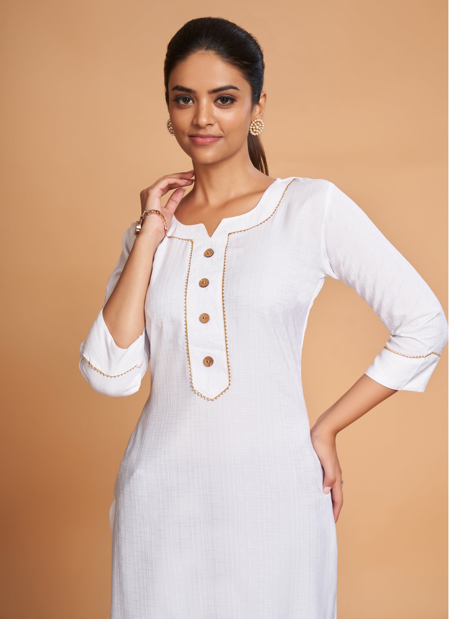 White Silk Causal Kurti