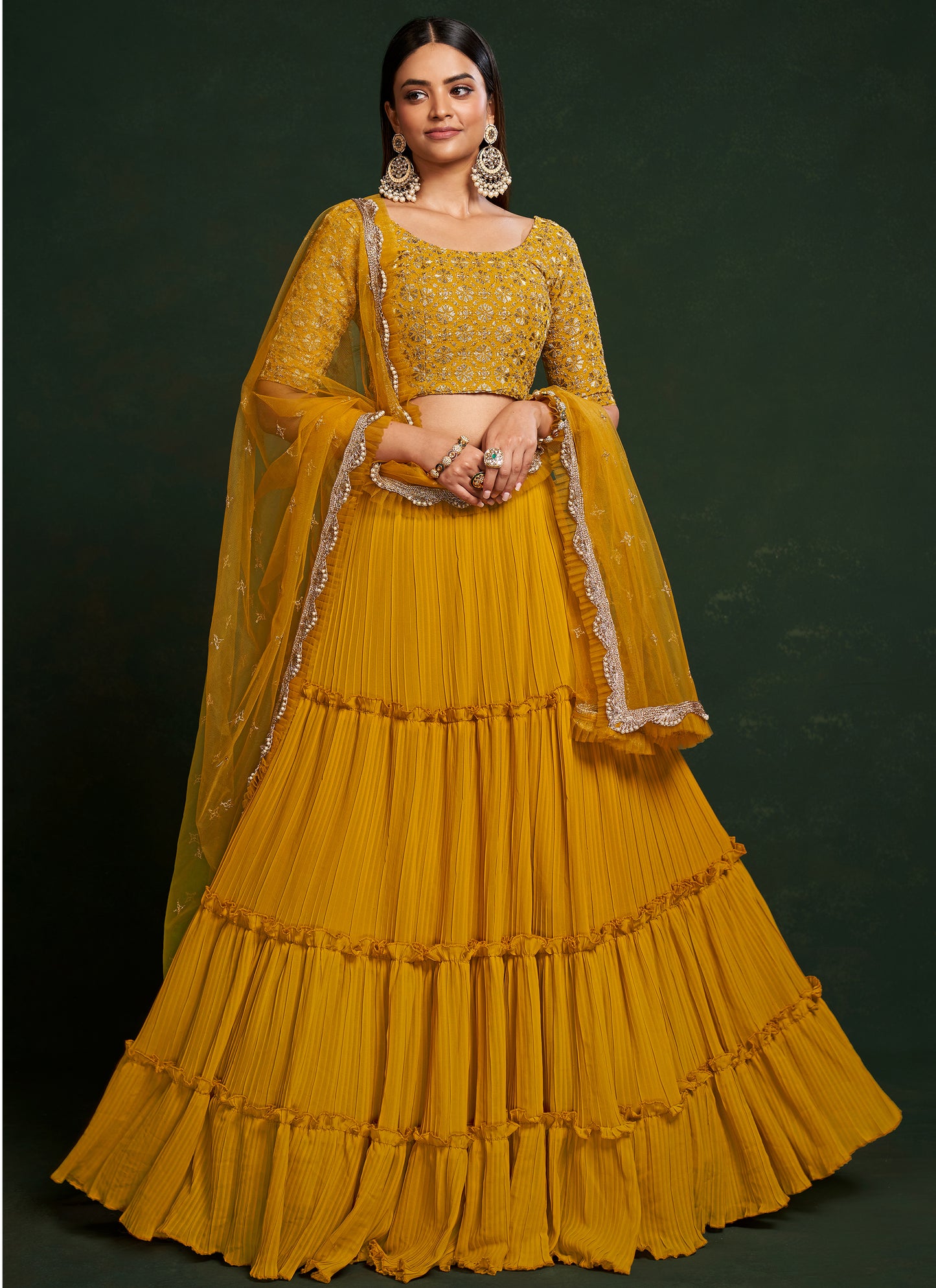Designer Mustard Yellow Lehenga Choli