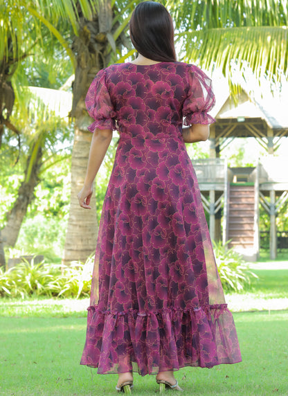 Organza Dark Pink Long Maxi Dress
