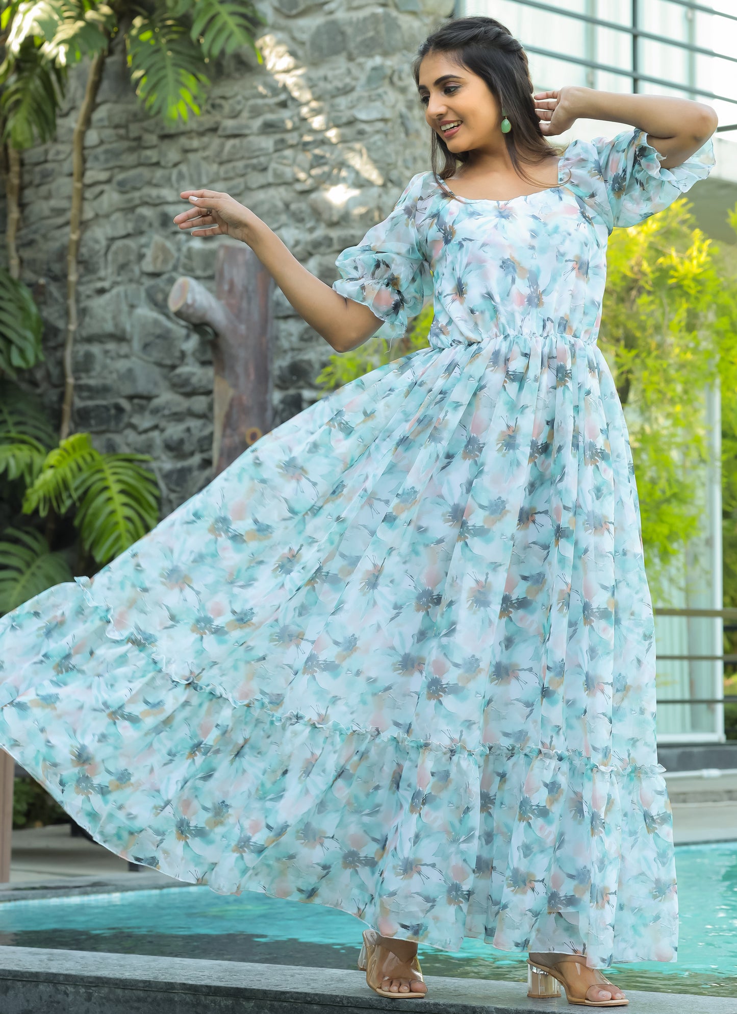 Organza White Long Maxi Dress