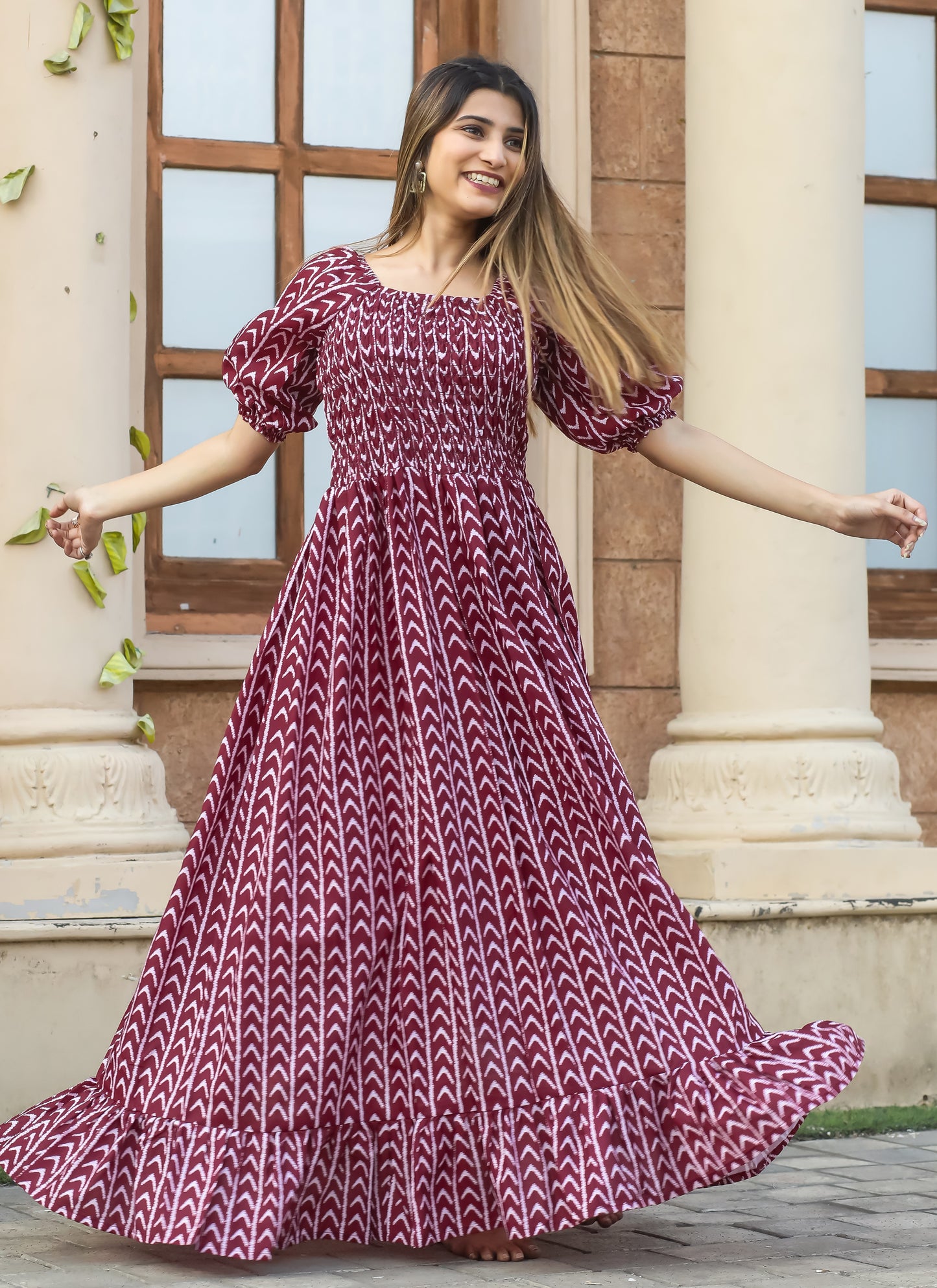Maroon Long Stylish Maxi Dress