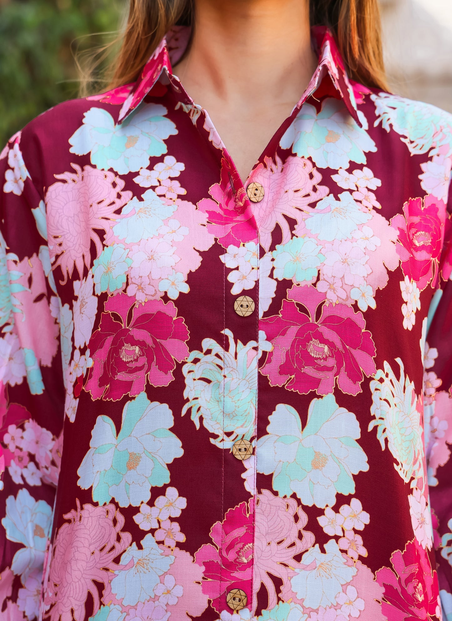 Maroon-Multi Color Cotton Co-ord Set