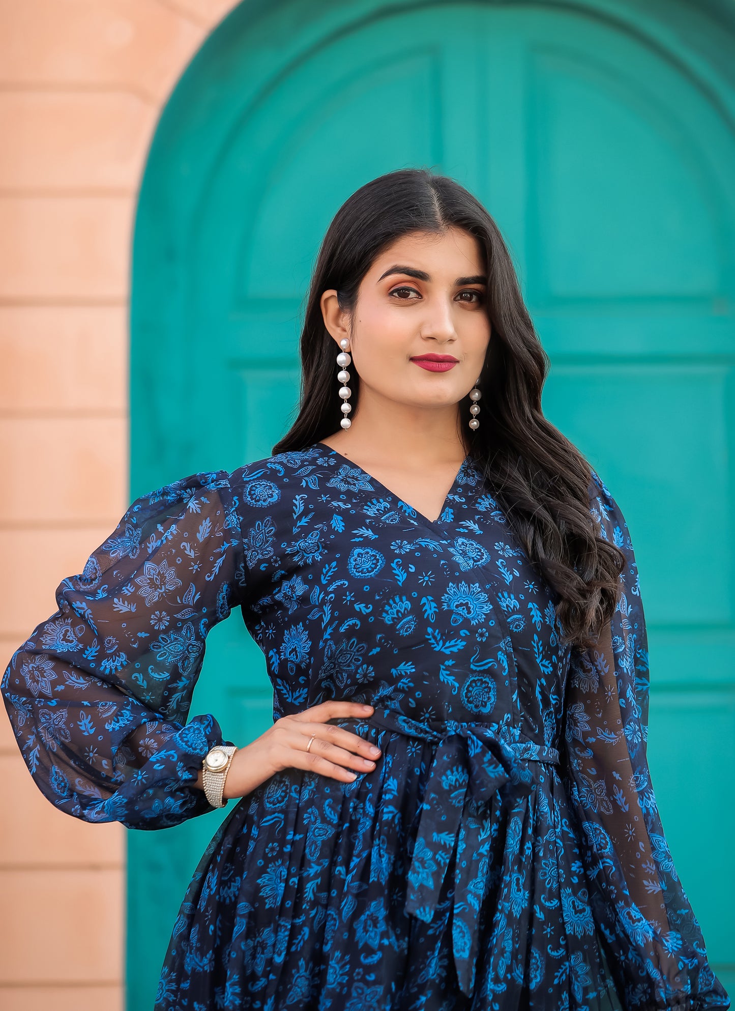 Black Blue Long Maxi Dress