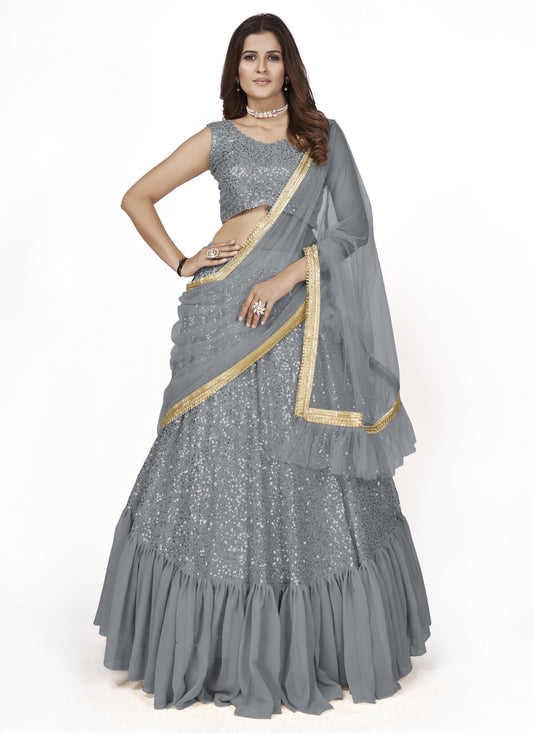 Grey Partywear Lehenga Choli