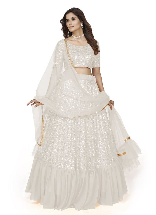 White Flared Lehenga Choli