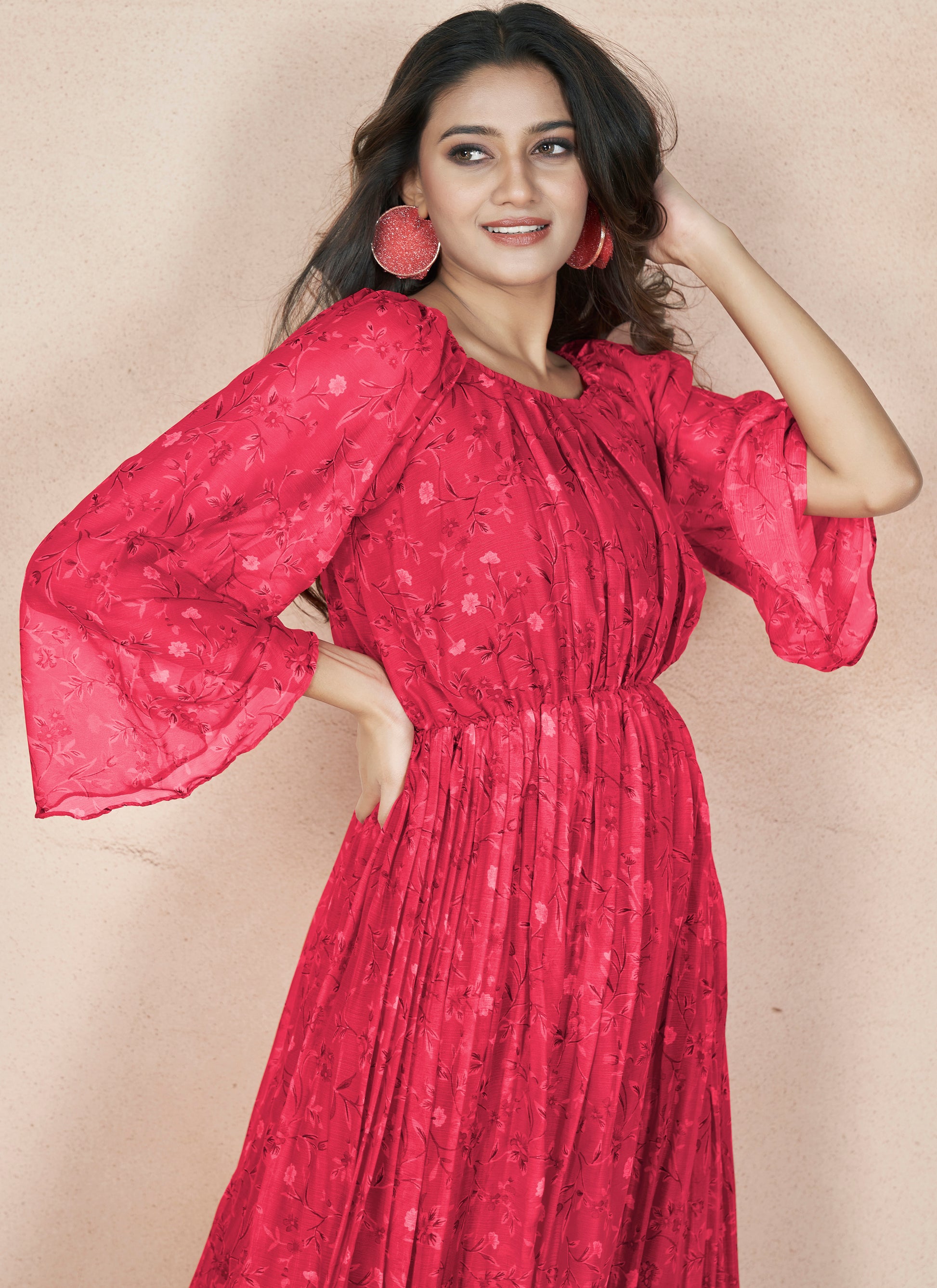 Red Chiffon Maxi Dress Indian Rani Red Chiffon Maxi Dress Indian Rani