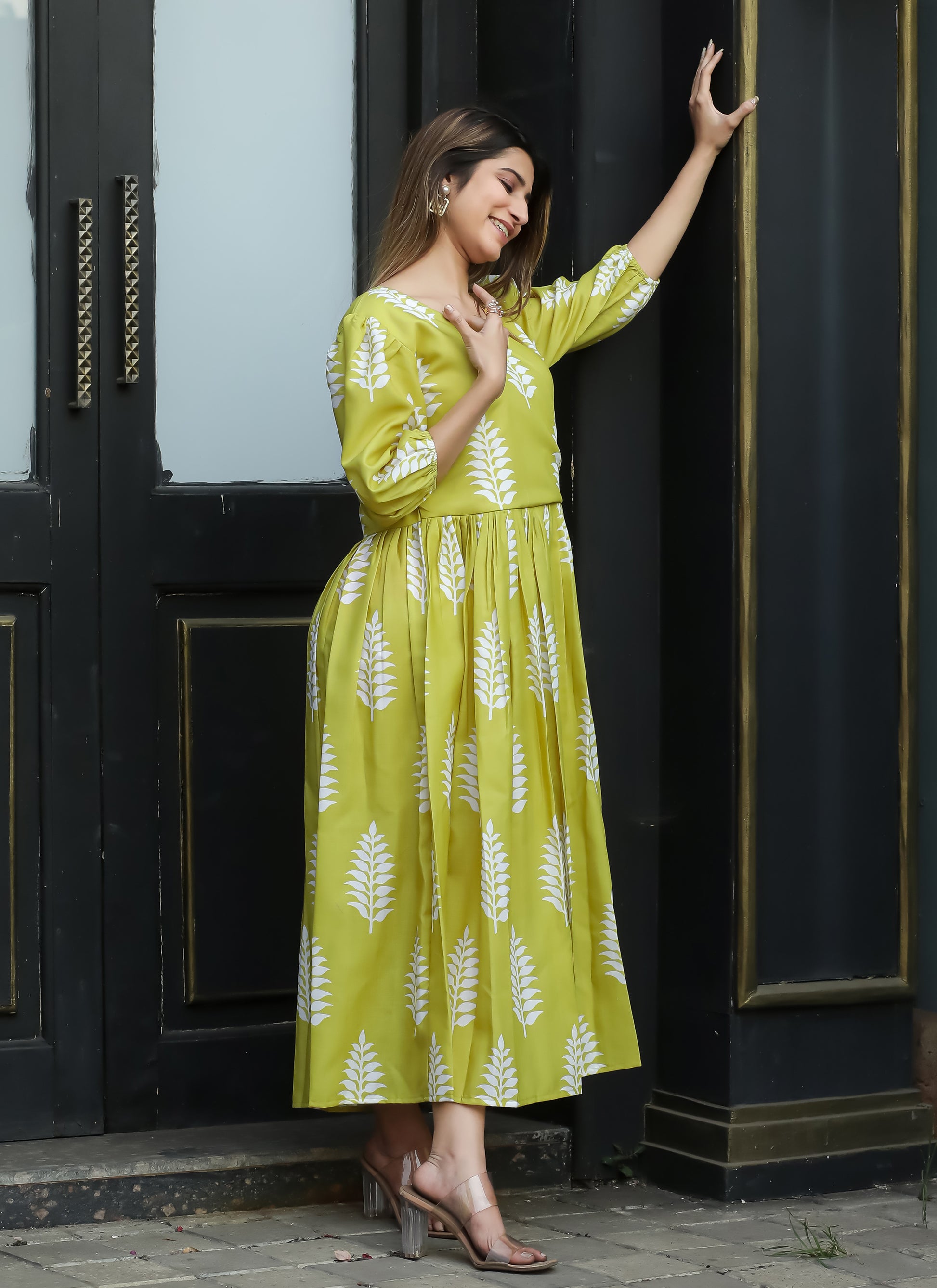 parrot green indian dress Parrot Green Crushed Dress | Harmony Hues