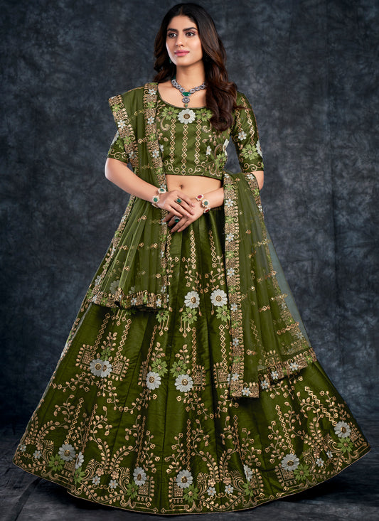 Bridal Dark Green Art Silk Lehenga Choli | Get it now to get 60% off Indian Rani Bridal Dark Green Art Silk Lehenga Choli | Get it now to get 60% off Indian Rani