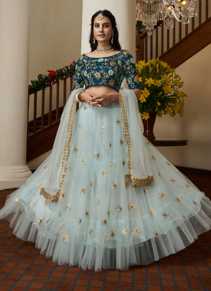 Designer Sky Blue Lehenga Choli | 100% Money Back Guarantee Indian Rani Designer Sky Blue Lehenga Choli | 100% Money Back Guarantee Indian Rani