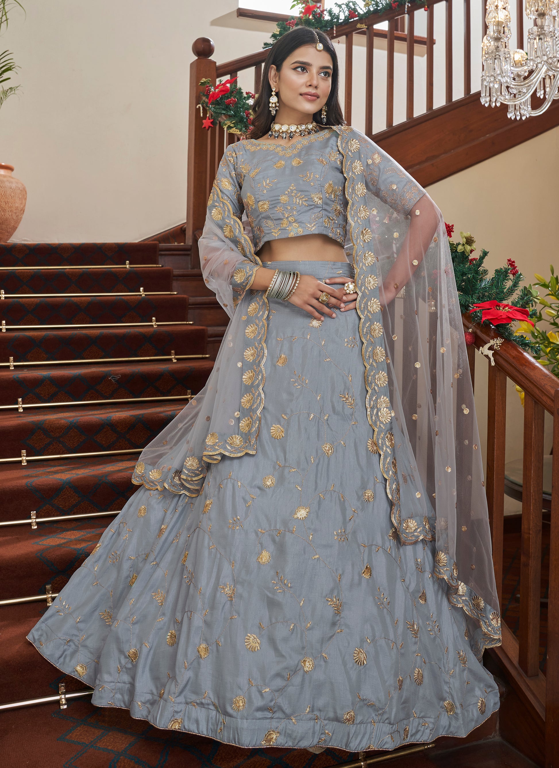 Designer Light Grey Lehenga Choli | Get it with 60% discount Indian Rani Designer Light Grey Lehenga Choli | Get it with 60% discount Indian Rani