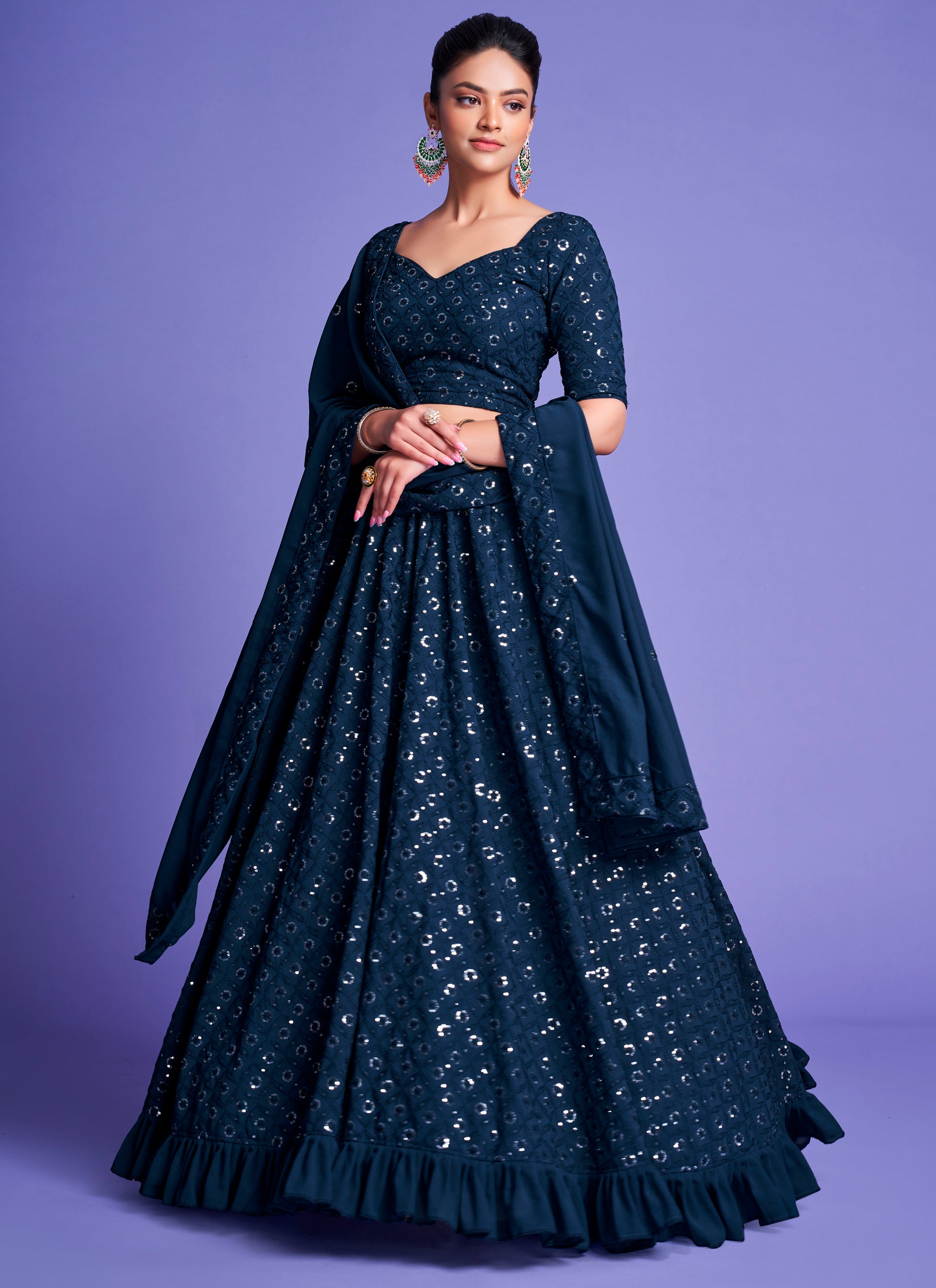 Stylish Teal Blue Lehenga Choli | 100% Money Back Guarantee Indian Rani Stylish Teal Blue Lehenga Choli | 100% Money Back Guarantee Indian Rani