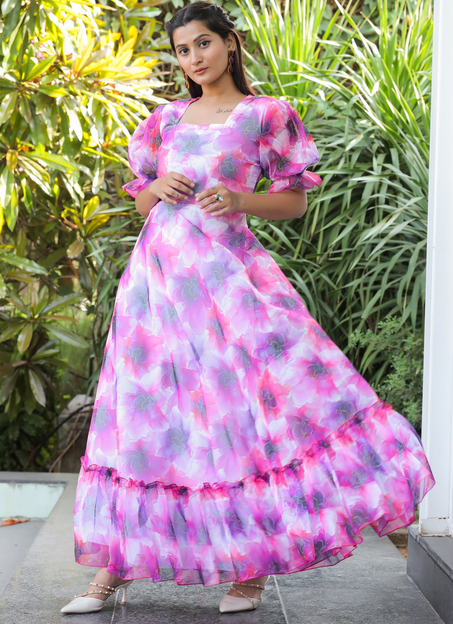 Organza Pink Long Maxi Dress