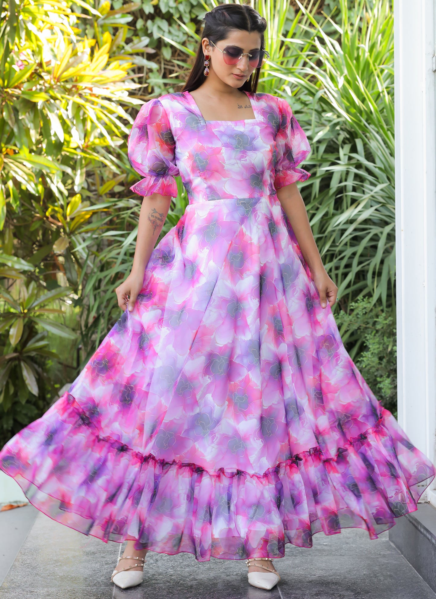 Organza Pink Long Maxi Dress