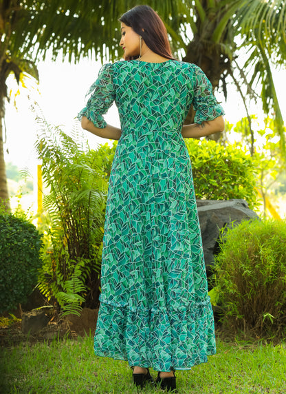 Oganza Green Long Maxi Dress