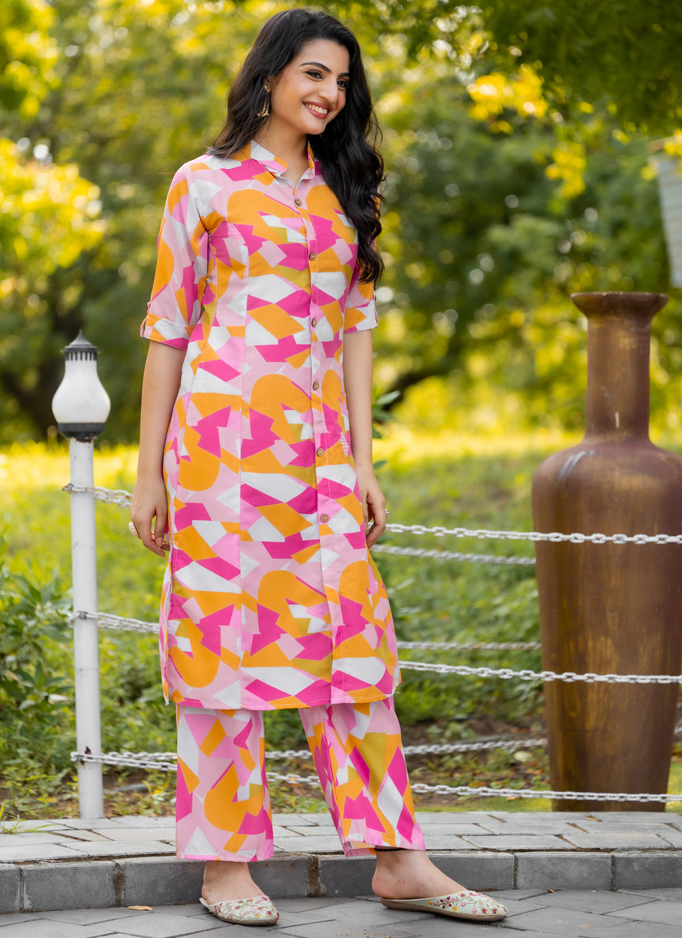 Multi-color Rayon Co-ord Set – Indian Rani