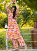 Rani pink Soft Rayon Self Lucknowi Style Embroidered Long Length Coord set