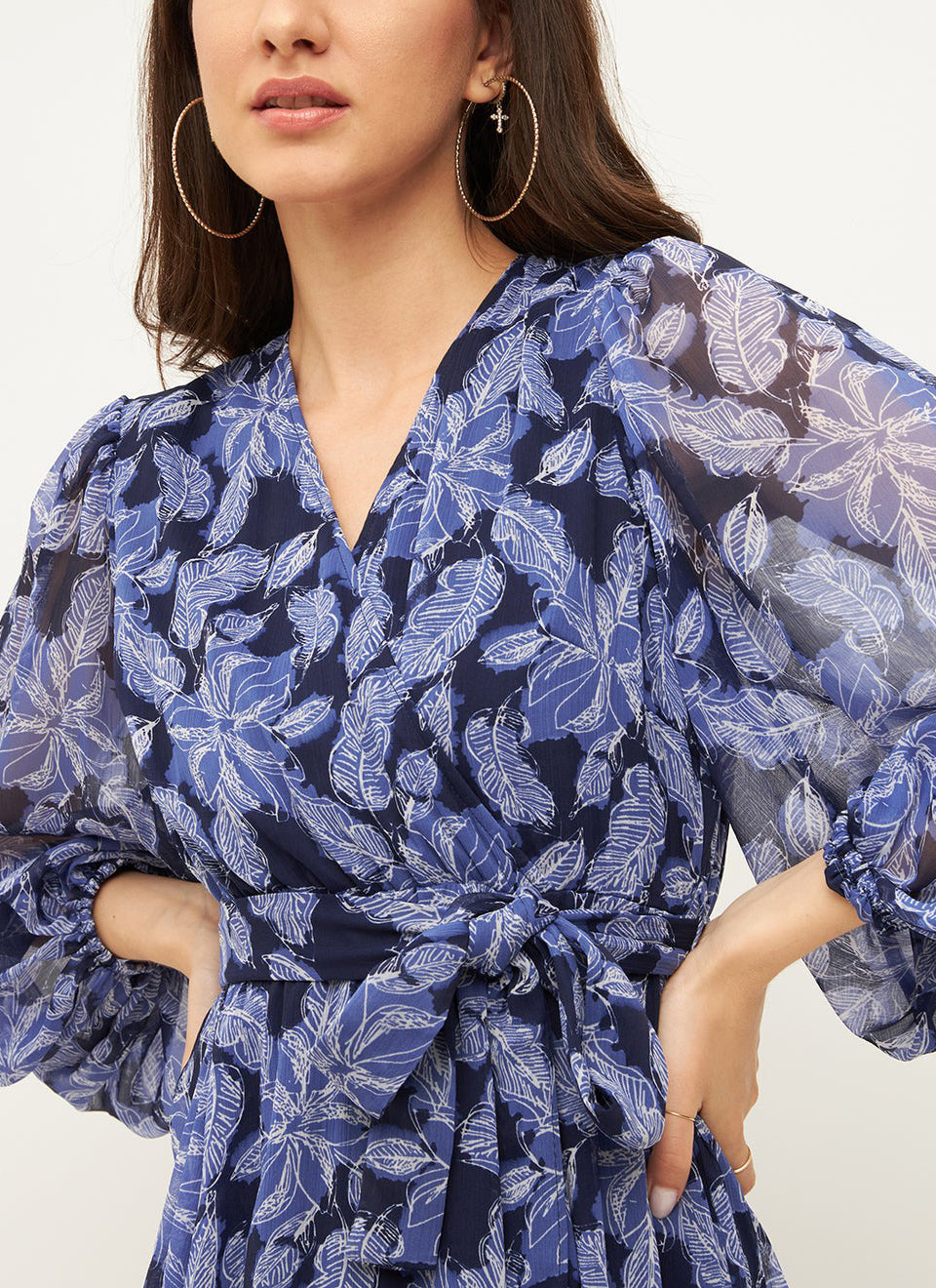 Navy Blue Chiffon Western Dress – Indian Rani