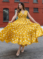 Yellow Dot Printed Maxi Dress
