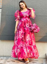 Pink Organza Maxi Dress