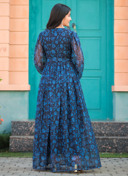 Black Blue Long Maxi Dress