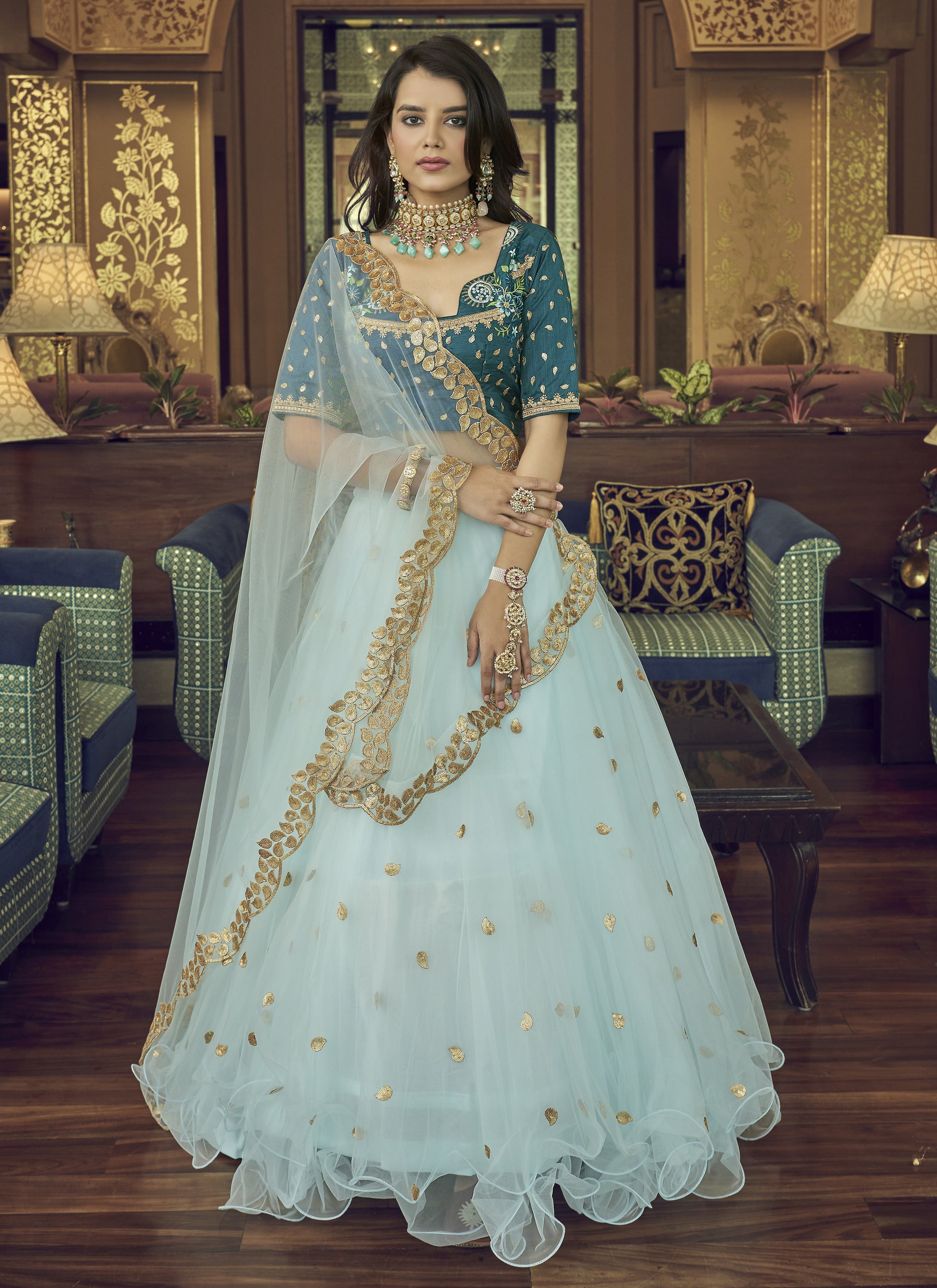 Sky Blue Party Wear Gown And Lehenga Net Sky Blue Party Wear Lehenga Choli Indian Rani Sky Blue Party Wear Gown And Lehenga Net Sky Blue Party Wear Lehenga Choli Indian Rani