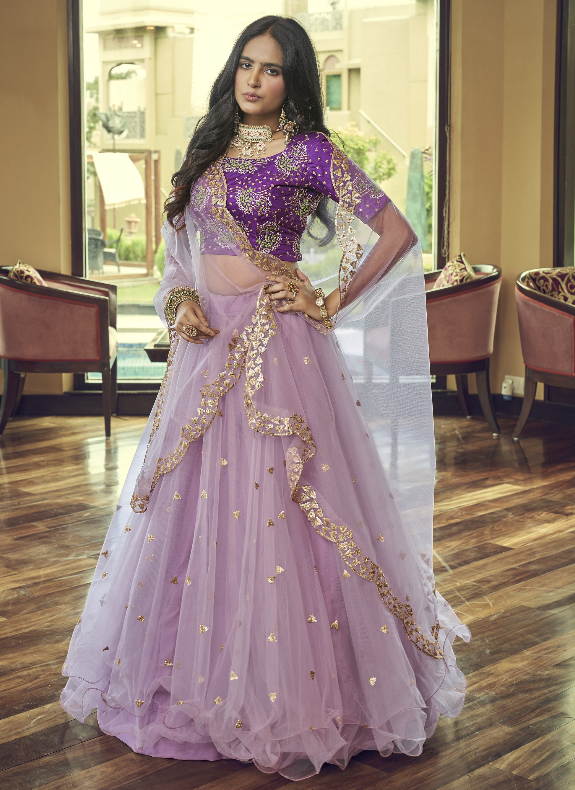 Light Purple Party Wear Lehenga Choli Indian Rani Light Purple Party Wear Lehenga Choli Indian Rani