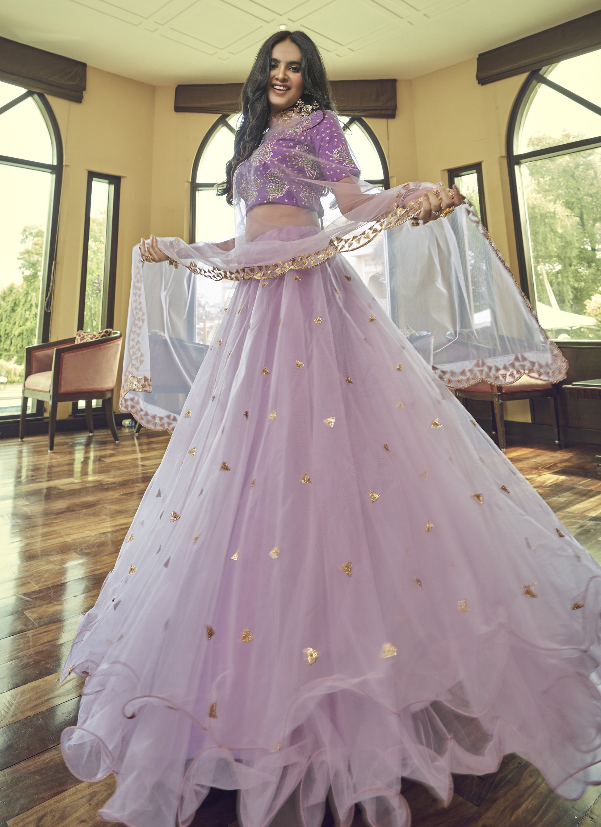 light purple indian dress Buy Indian Dress Net Light Purple Lehenga LLCV07947