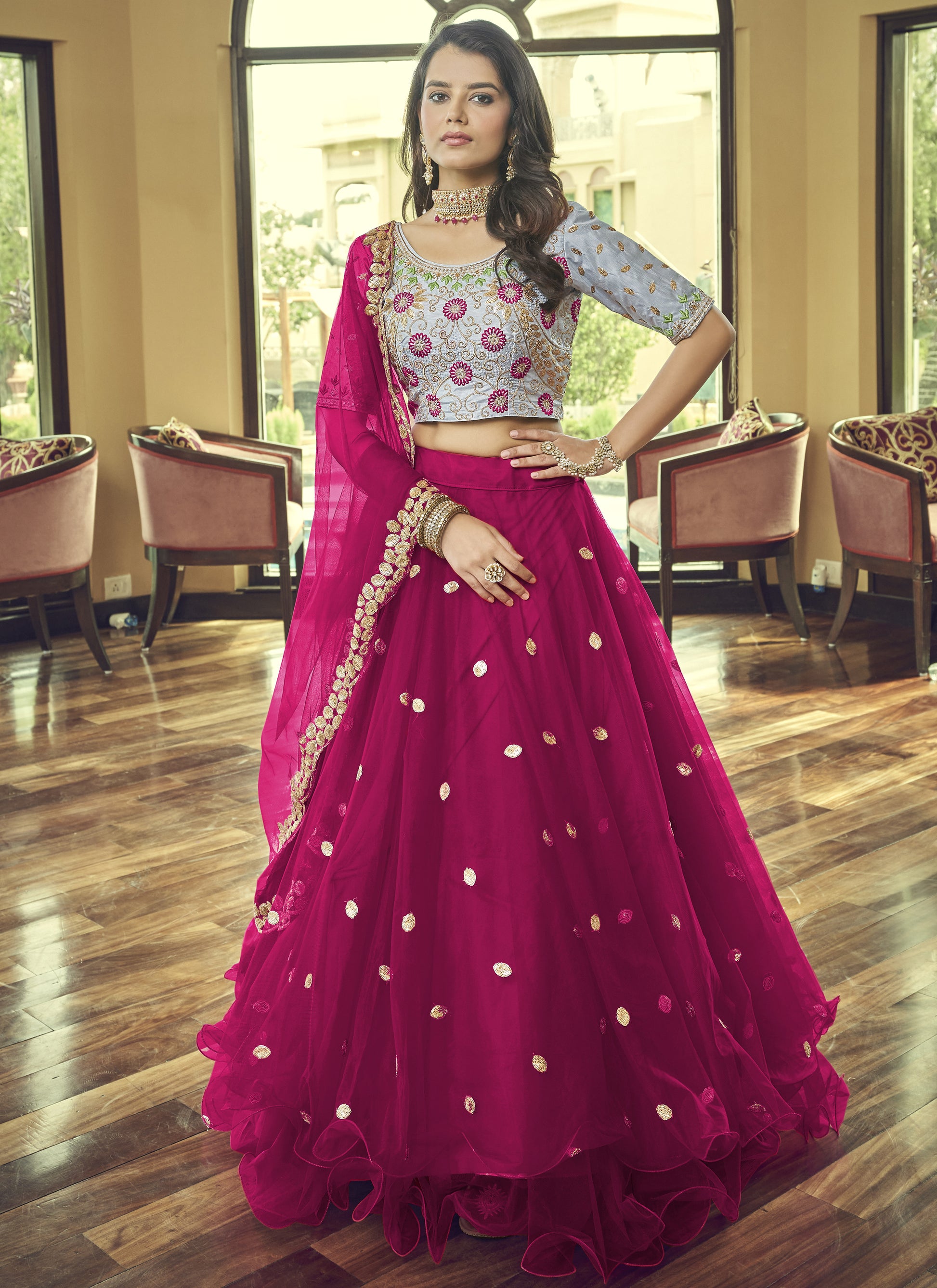 Of Lehenga Colour New Lacha Dress 2019 Embroidery Latest Lacha