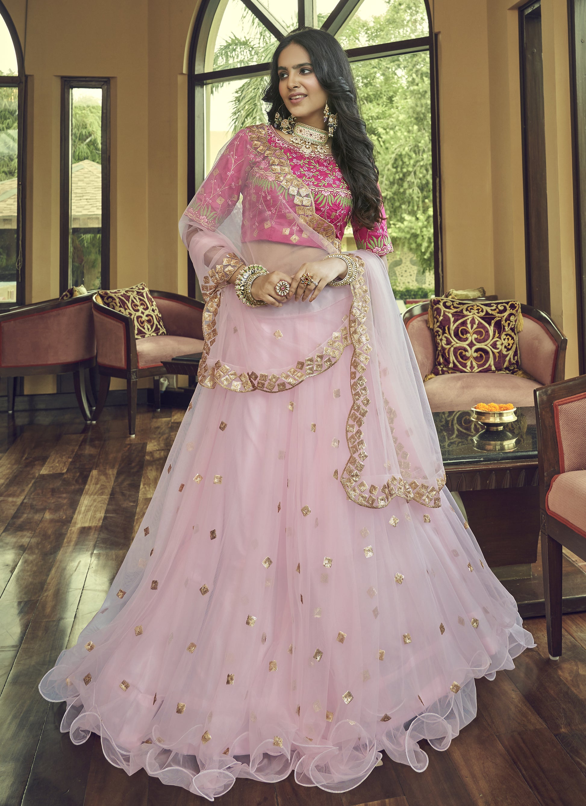 Baby Pink Designer Lehenga Choli 60% discount on all products